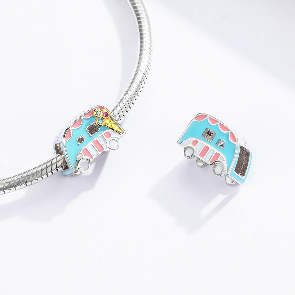 Pandora Style Two Tone Ice-Cream Van Charm - BSC163