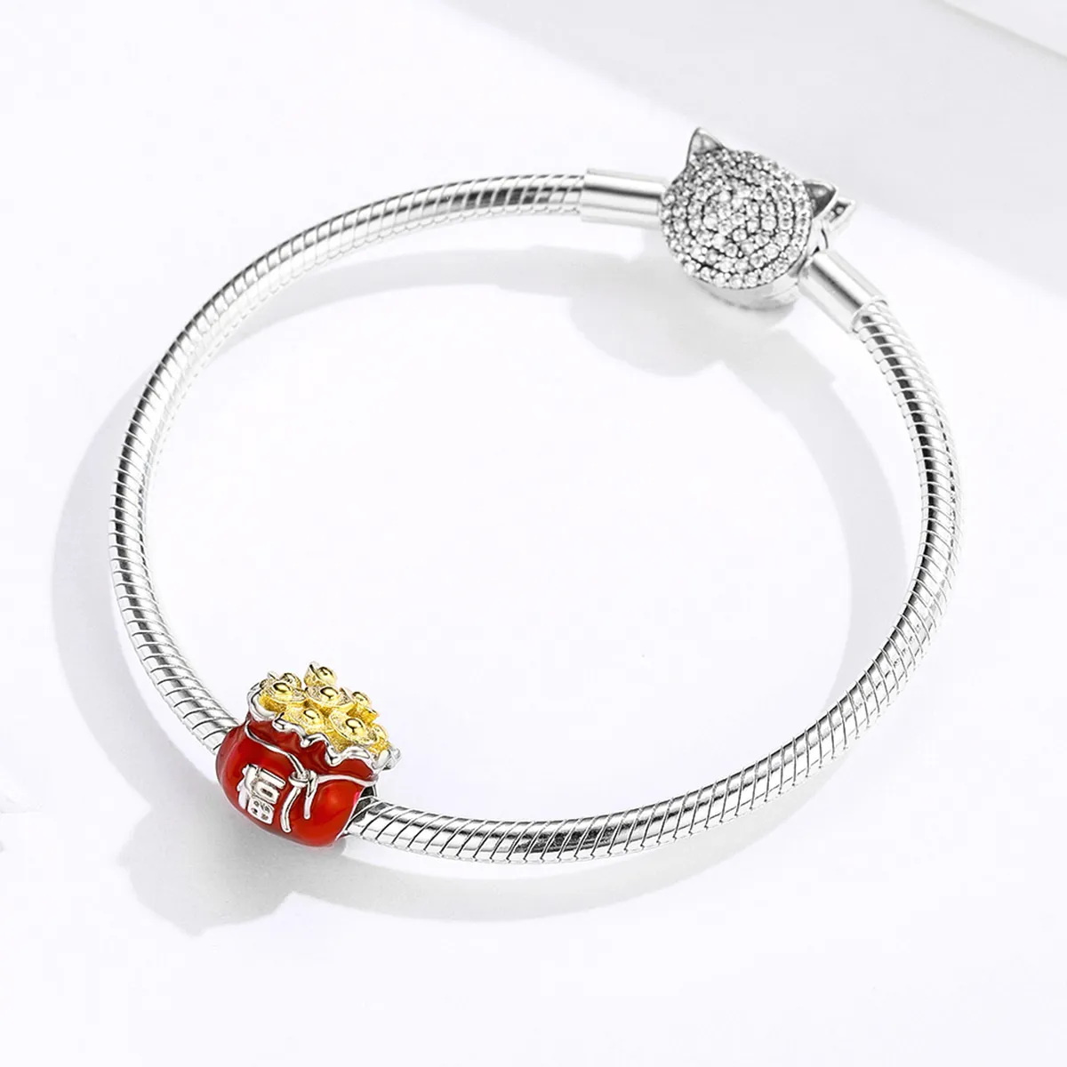 Pandora Style Two Tone Lucky Bag Charm - BSC100