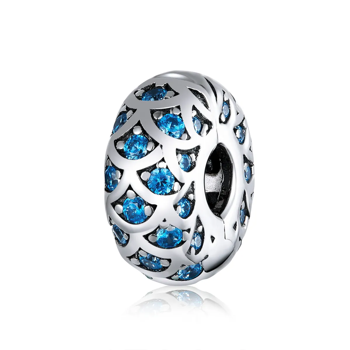 pandora style silver blue elegance clip scc1513