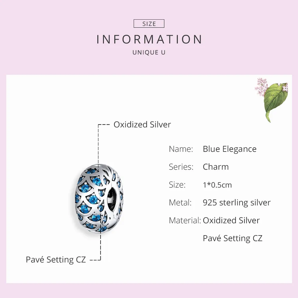 Pandora Style Silver Blue Elegance Clip - SCC1513