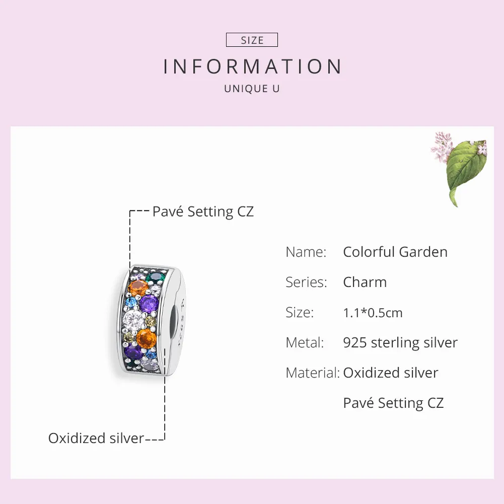 Pandora Style Silver Colorful Garden Clip - SCC1609