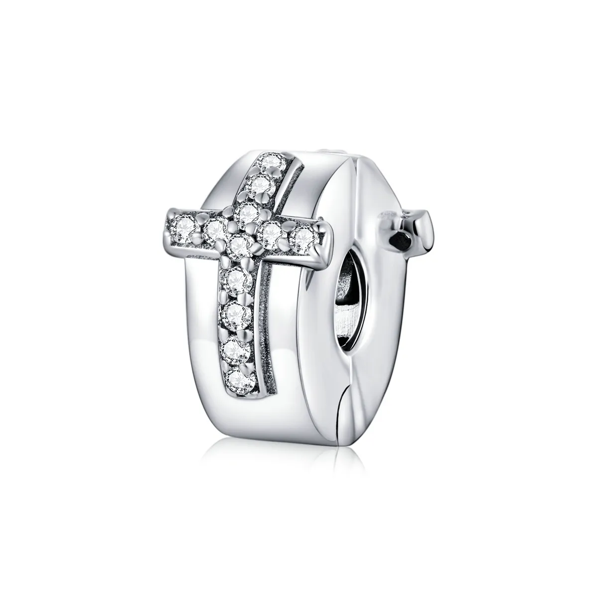 Pandora Style Silver Cross Clip - SCC1497