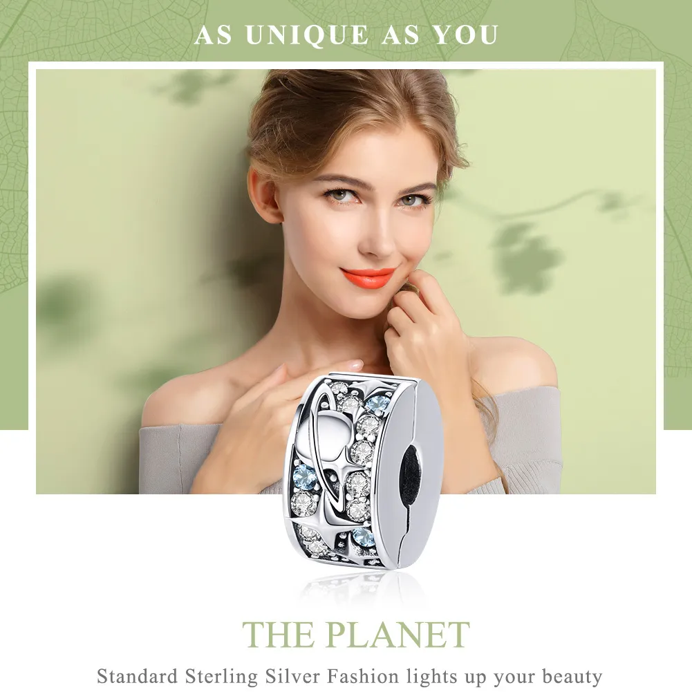 Pandora Style Silver Planet Clip - SCC985