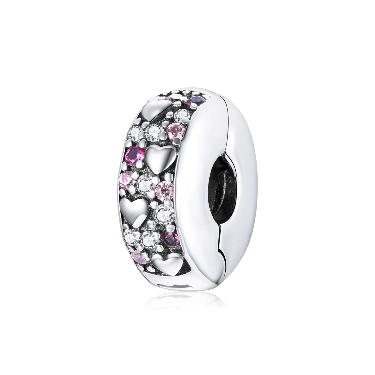 pandora style silver shining love clip scc1745