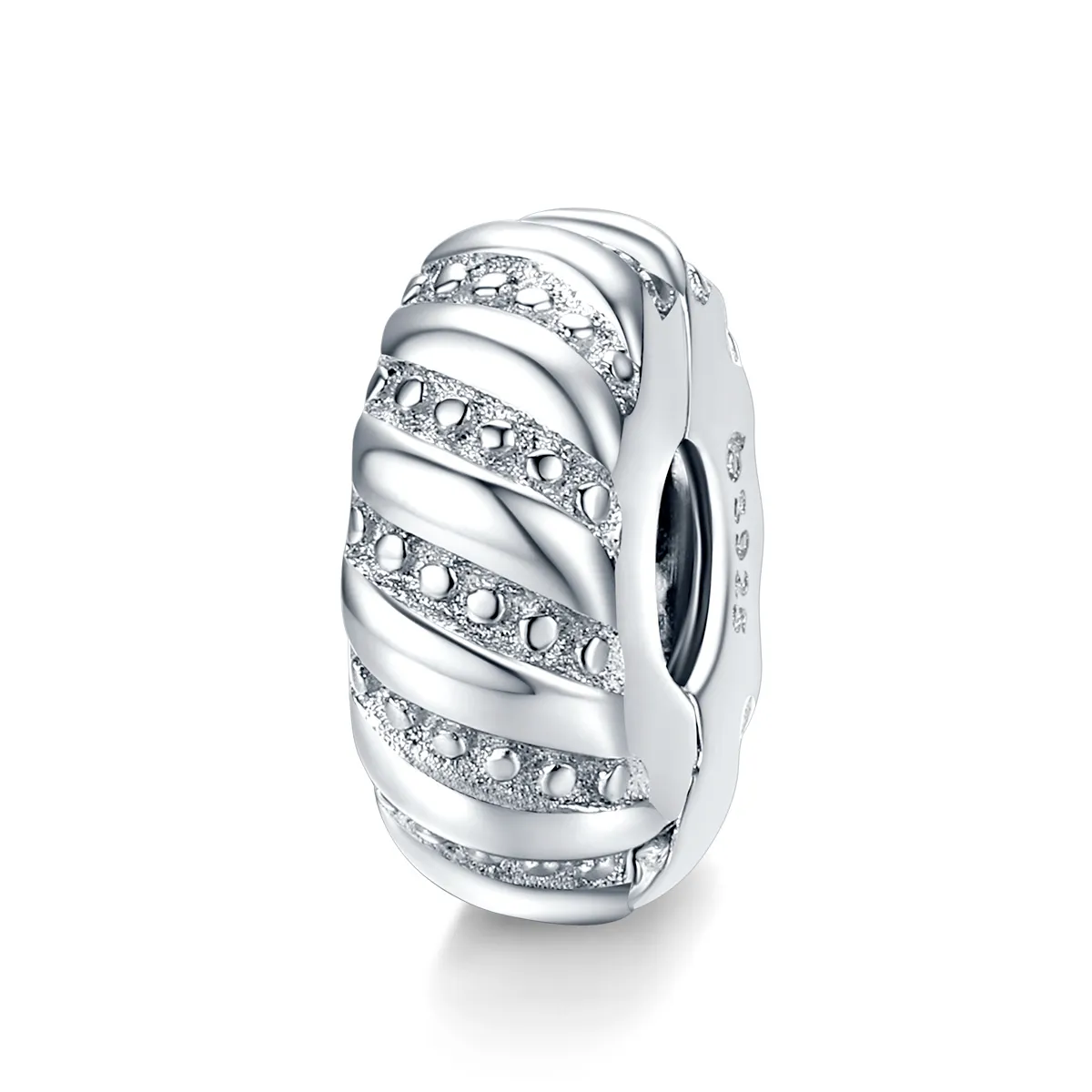 pandora style silver simple texture clip bsc278