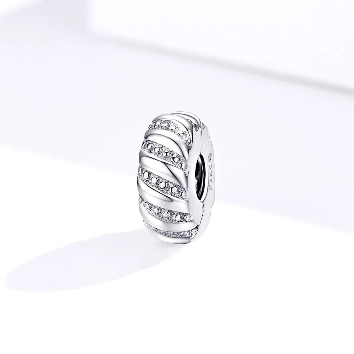 Pandora Style Silver Simple Texture Clip - BSC278