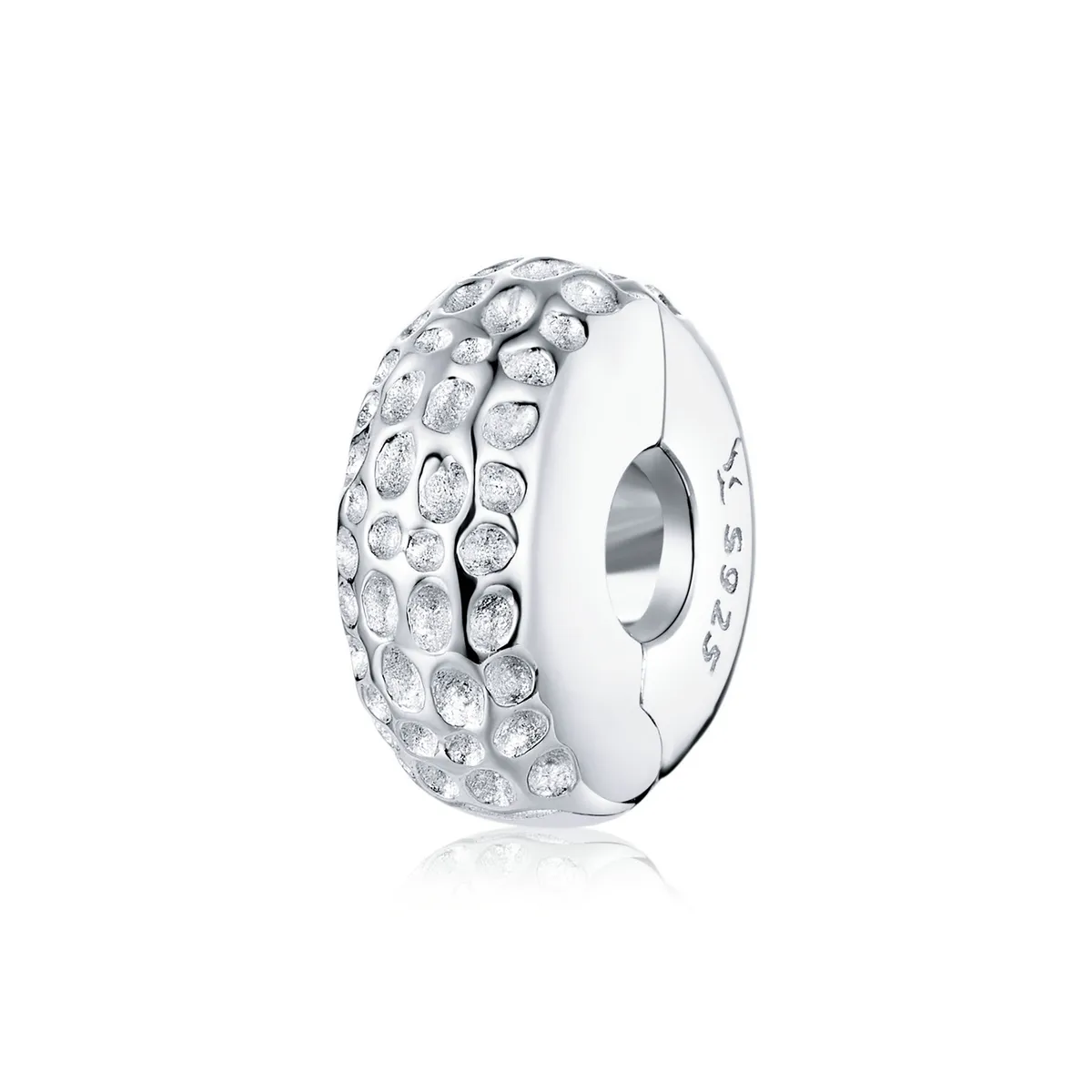 pandora style silver texture clip scc1490