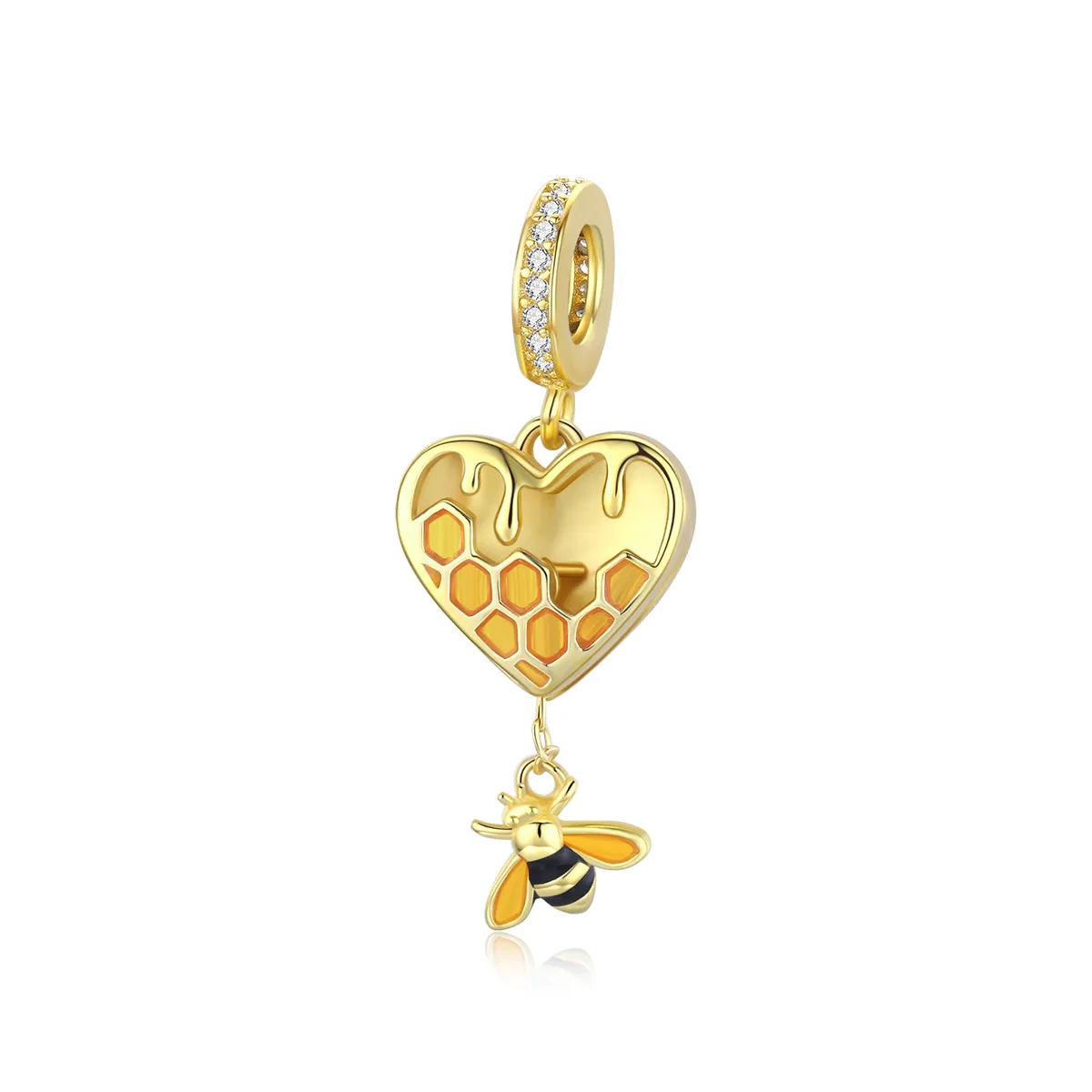 Pandora Style 18ct Gold Plated Love Honeycomb Dangle - SCC1714