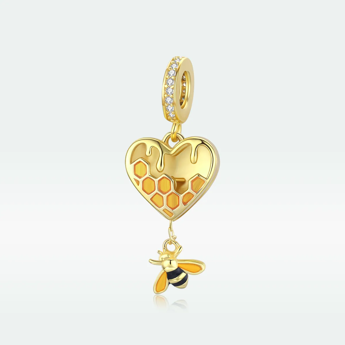 Pandora Style 18ct Gold Plated Love Honeycomb Dangle - SCC1714