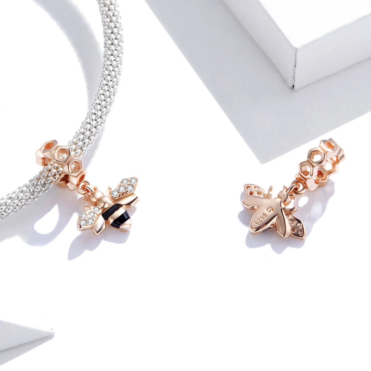 Pandora Style Rose Gold Little Bee Dangle - BSC370