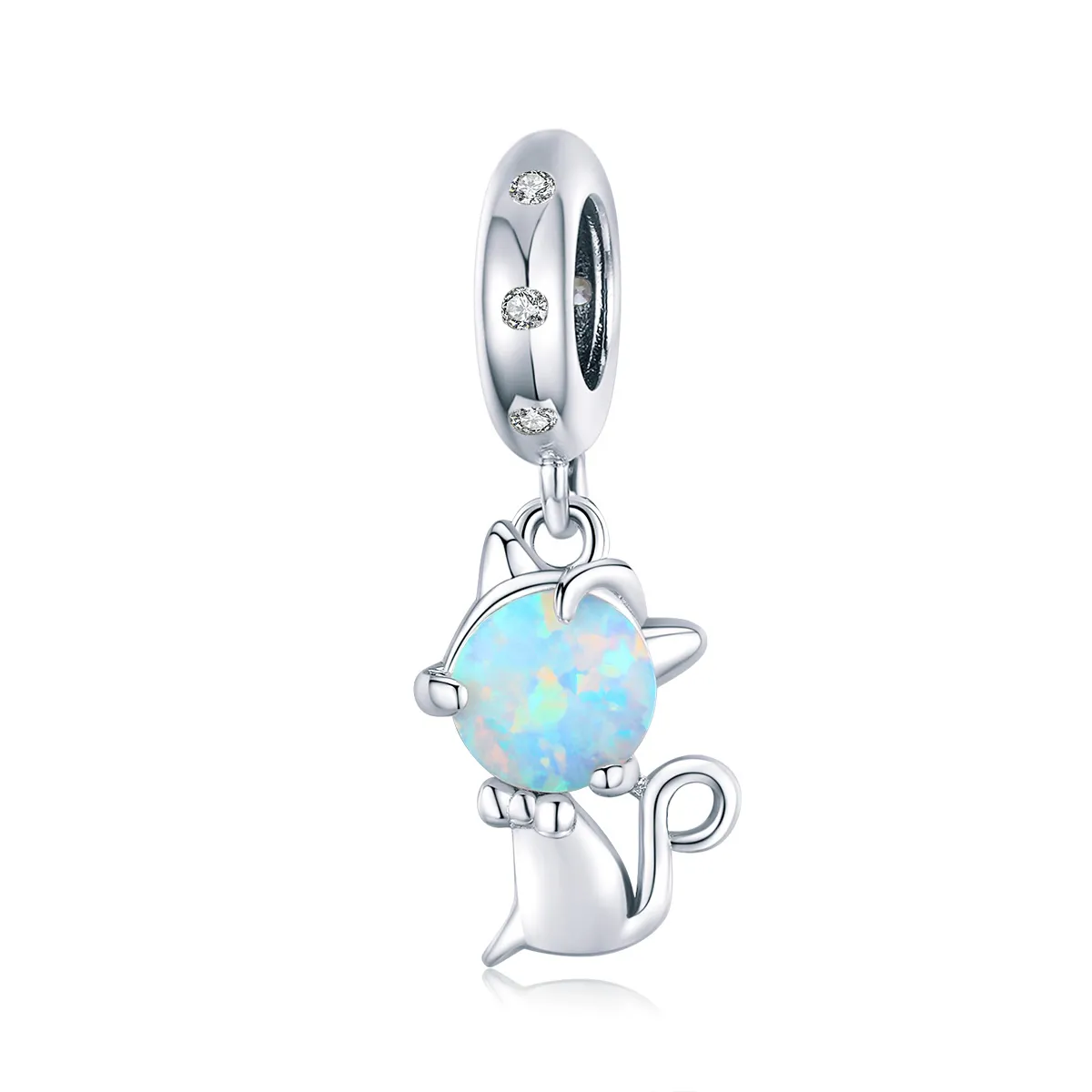 Pandora Style Silver Beloved Kitty Dangle - BSC235