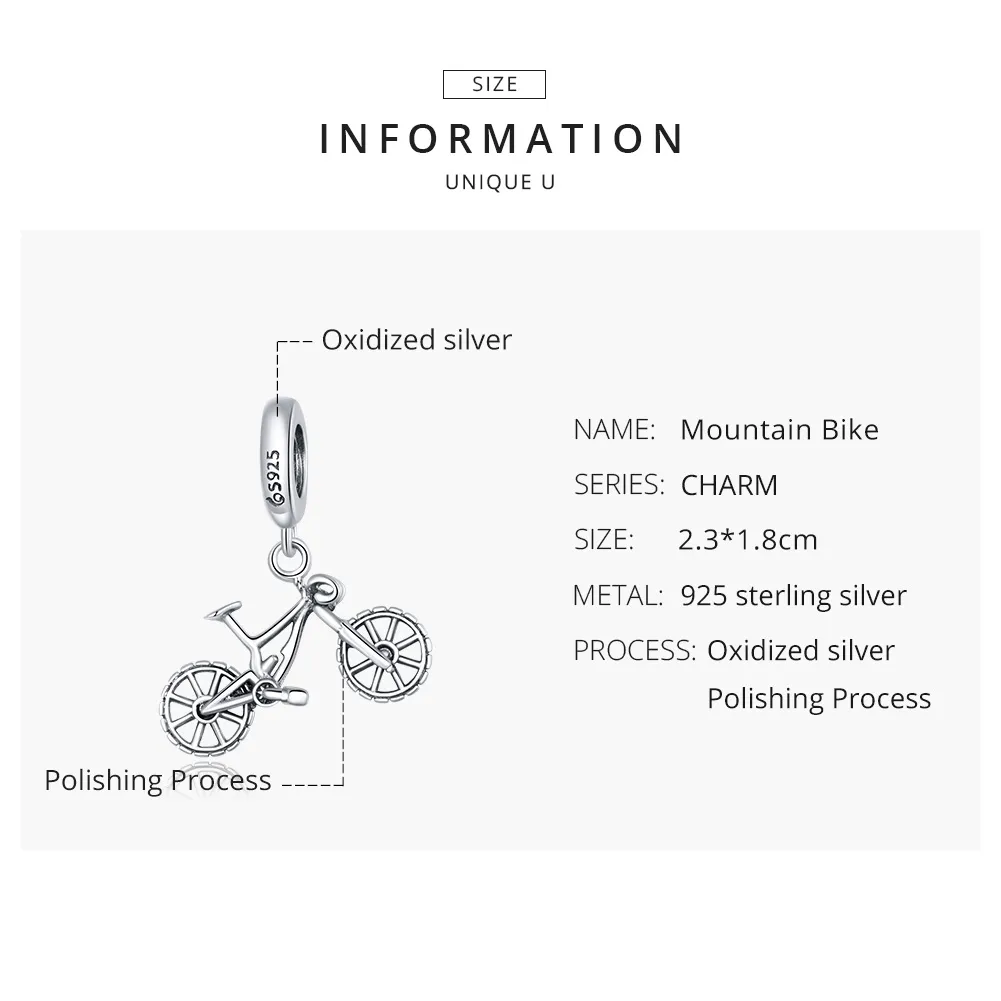 Pandora Style Silver Bicycle Dangle - BSC384