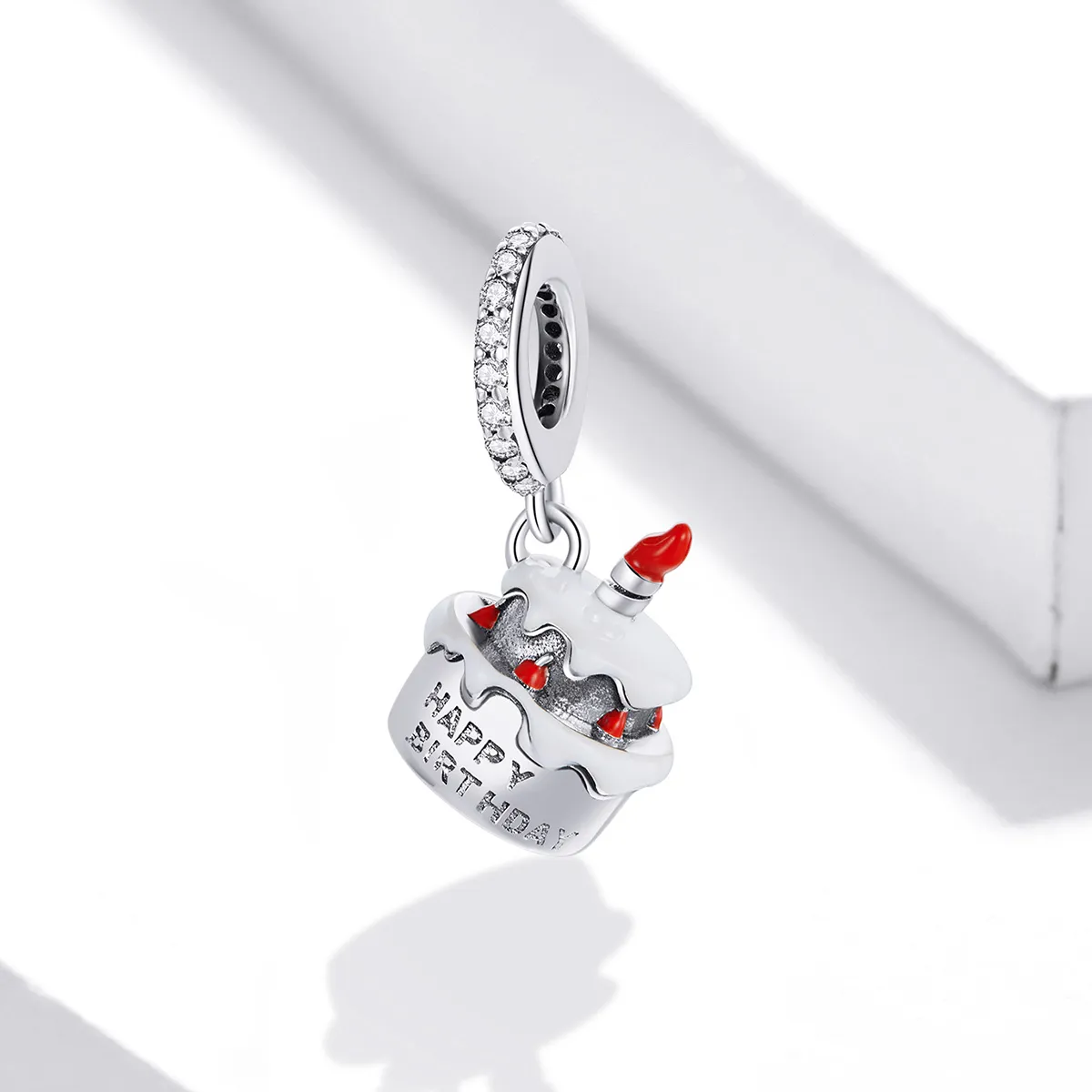 Pandora Style Silver Birthday Cake Dangle - SCC1848