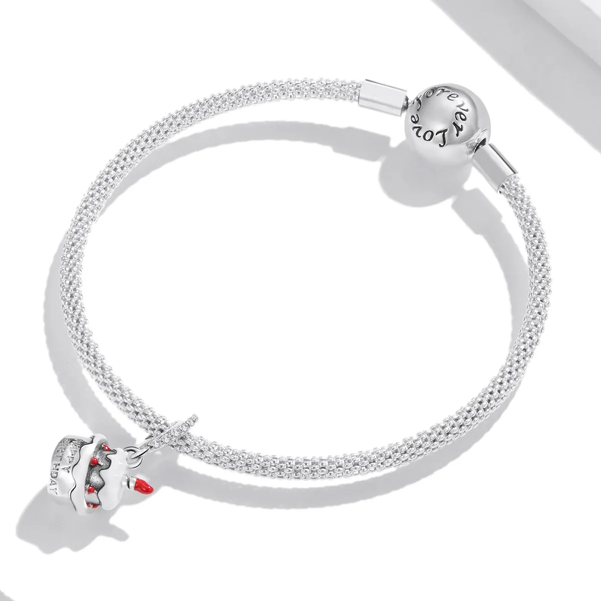 Pandora Style Silver Birthday Cake Dangle - SCC1848