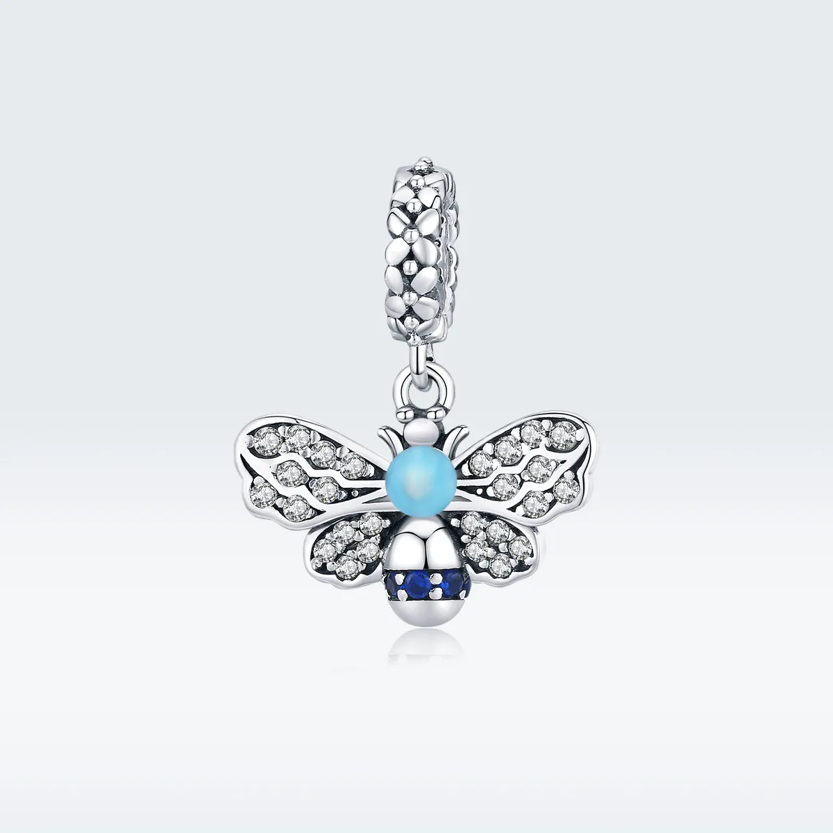 Pandora Style Silver Blue Bee Dangle - SCC1480