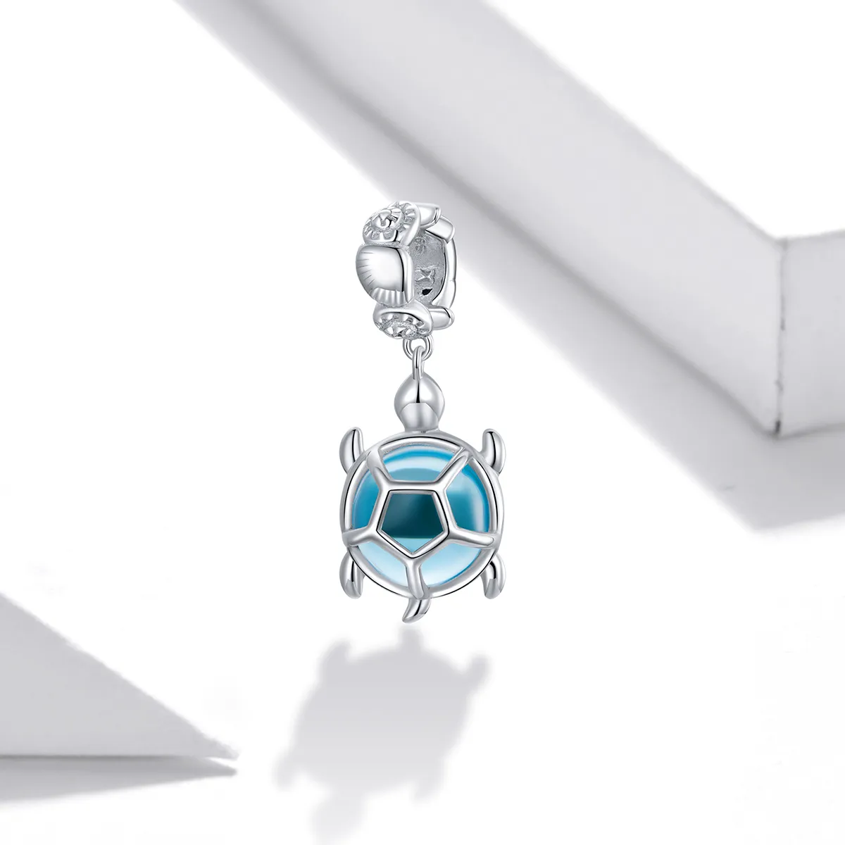 Pandora Style Silver Blue Murano Glass Turtle Dangle - SCC1804