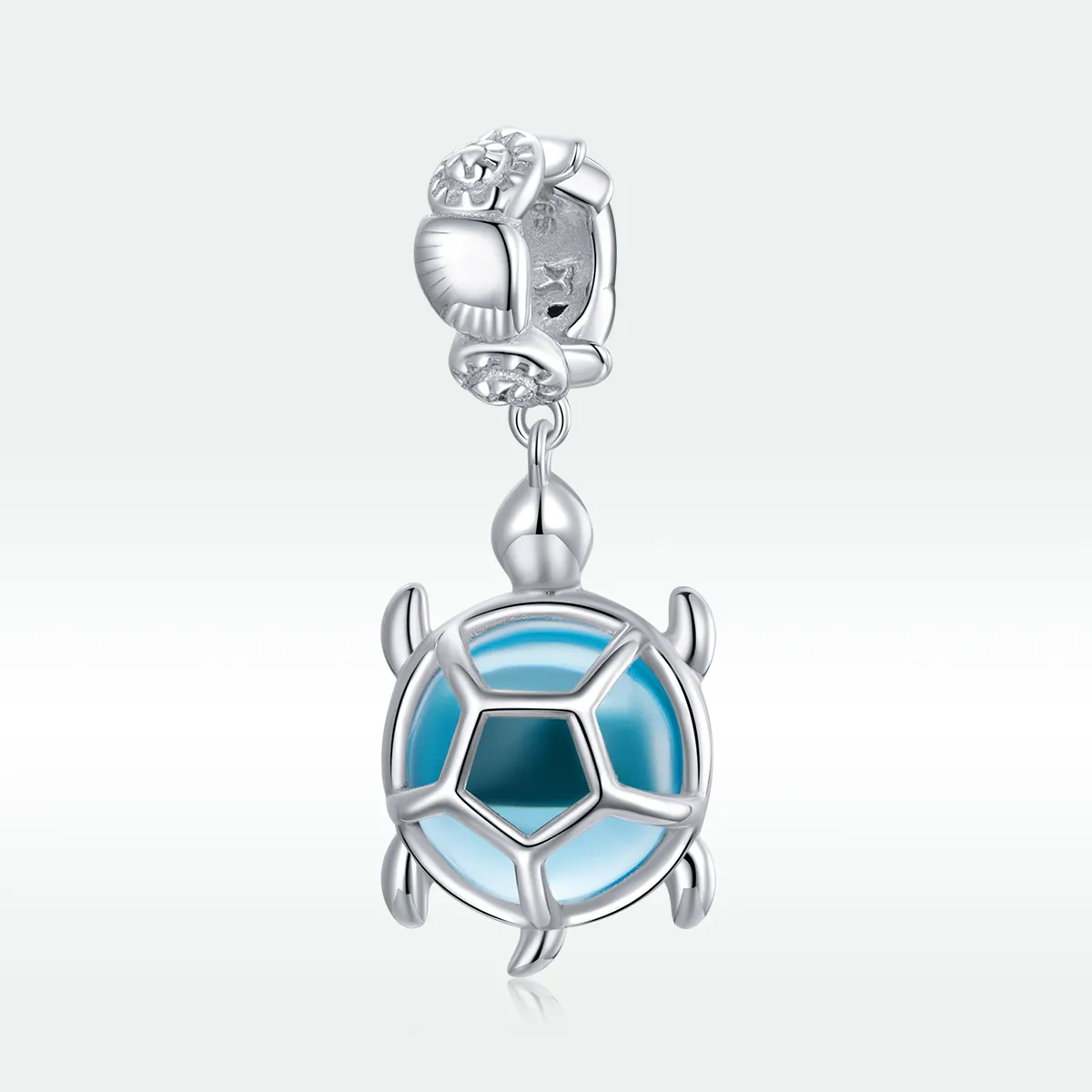 Pandora Style Silver Blue Murano Glass Turtle Dangle - SCC1804