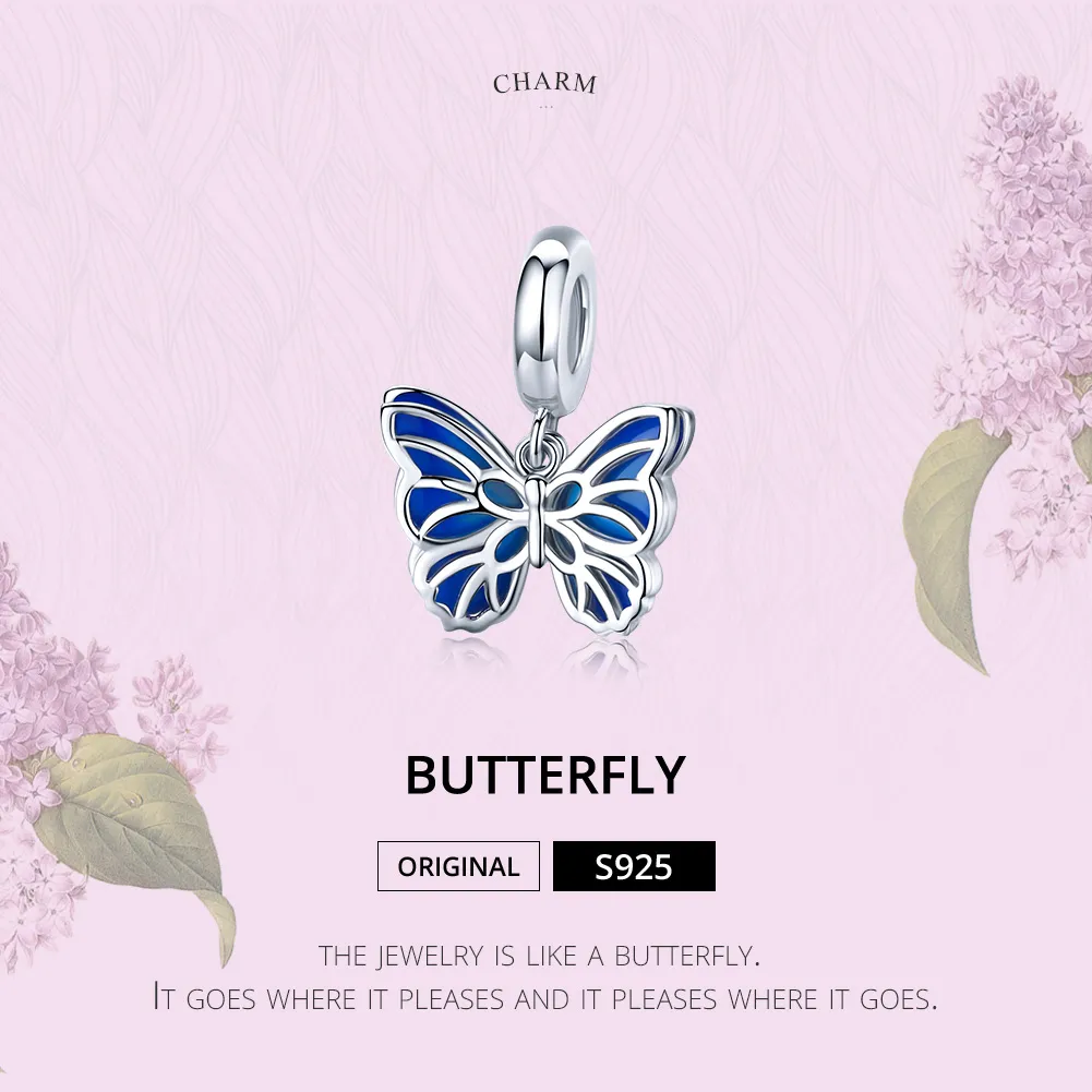 Pandora Style Silver Butterfly Dangle - BSC149