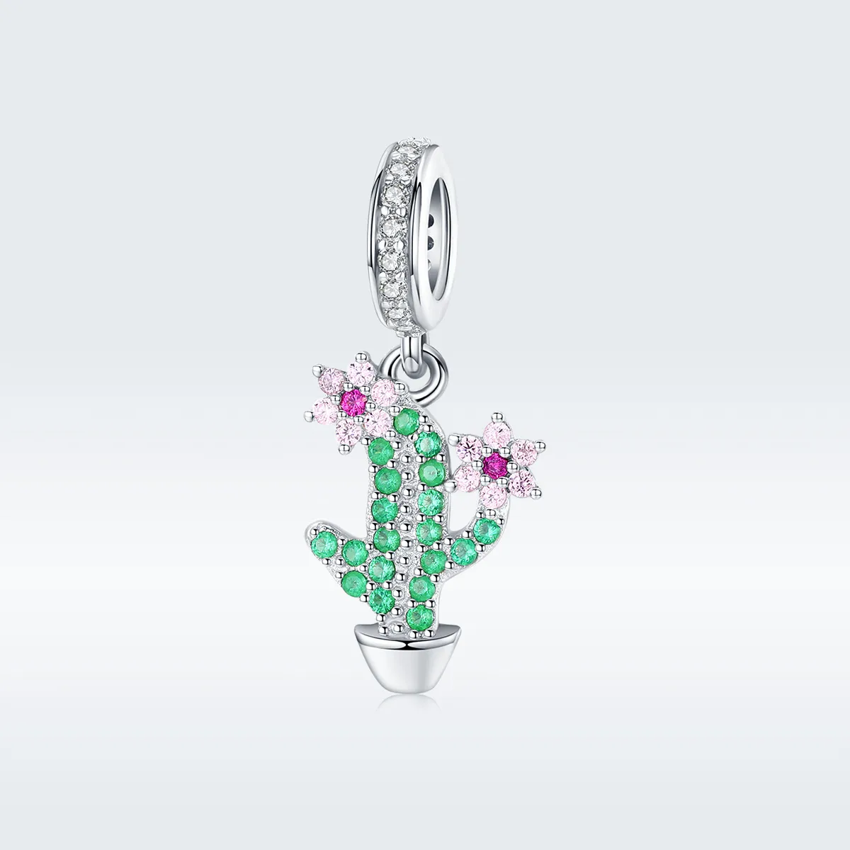 pandora style silver cactus dangle bsc121