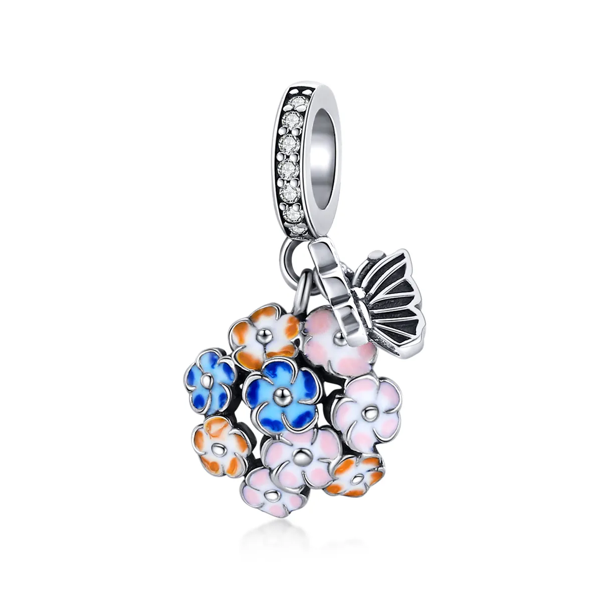 pandora style silver colorful garden dangle scc1702