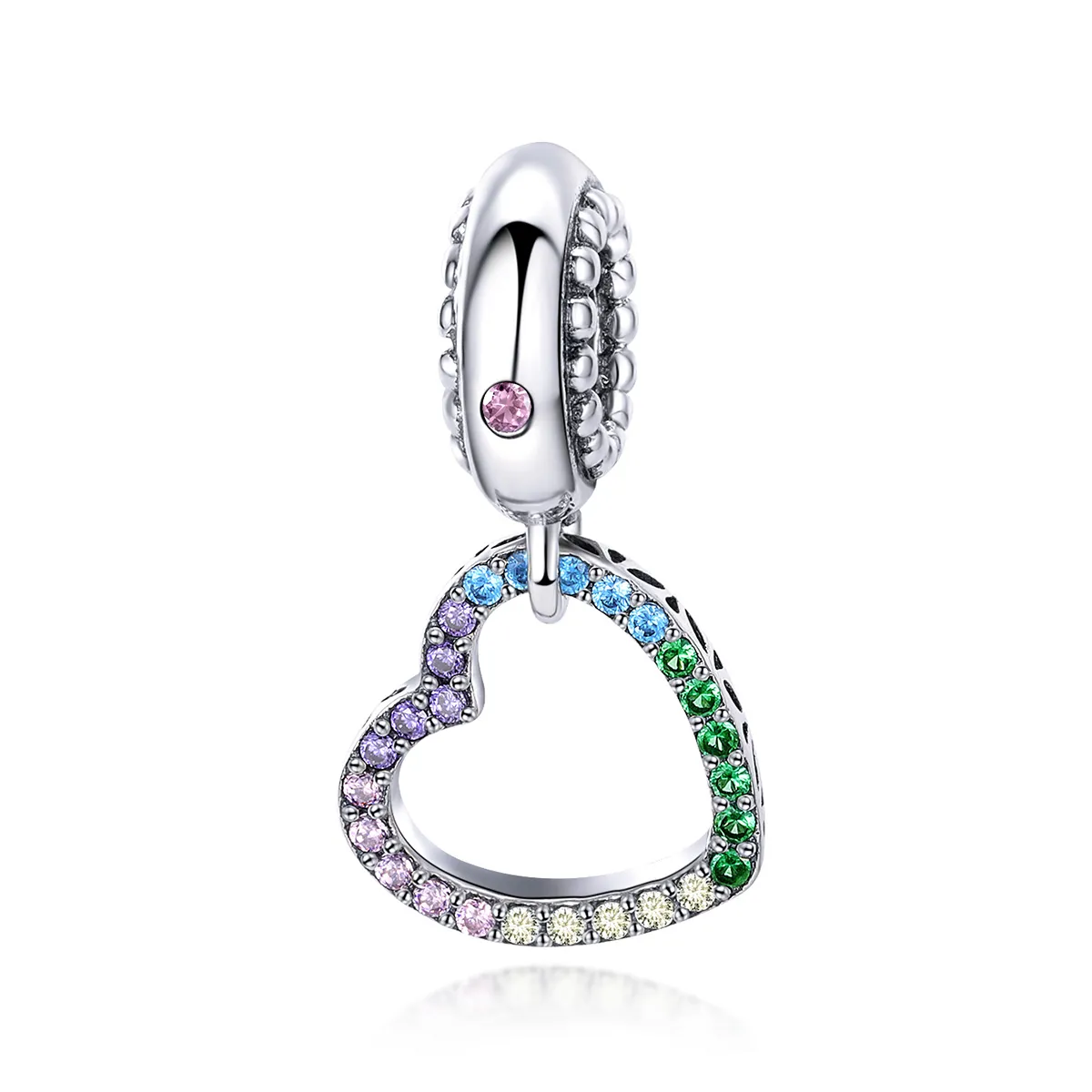 pandora style silver colorful heart dangle scc896