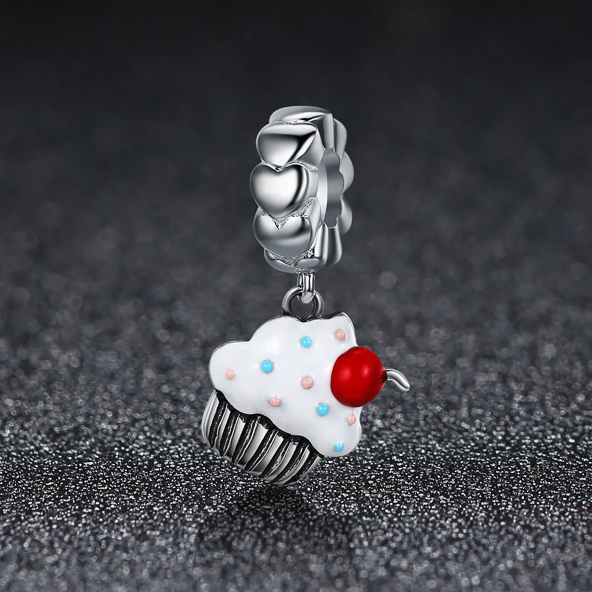 Pandora Style Silver Cupcakes Dangle - SCC350