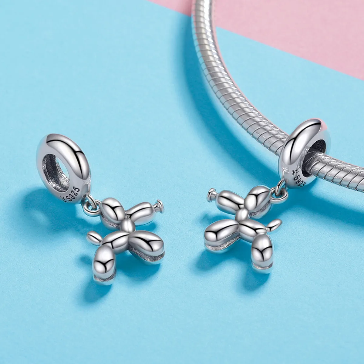 Pandora Style Silver Cute Balloon Dog Dangle - SCC981