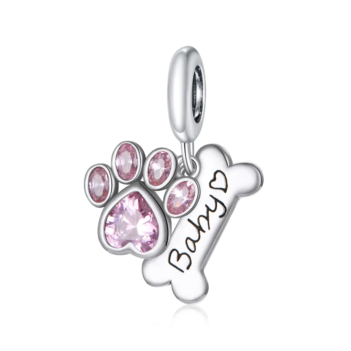 Pandora Style Silver Cute Dog Paw Dangle - SCC1680