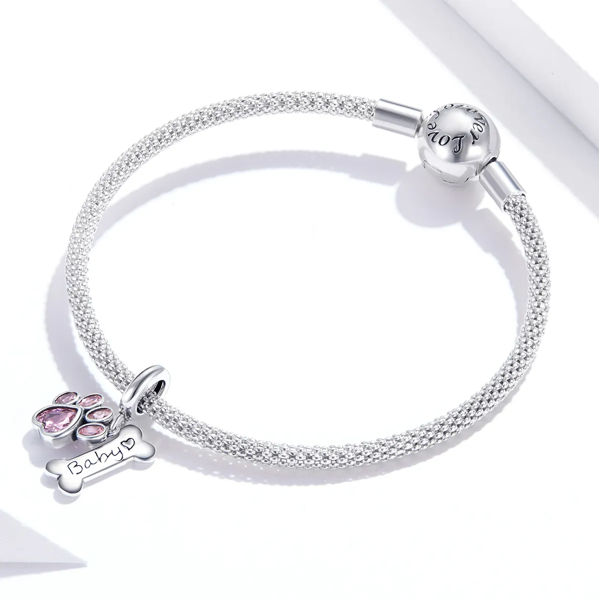 Pandora Style Silver Cute Dog Paw Dangle - SCC1680