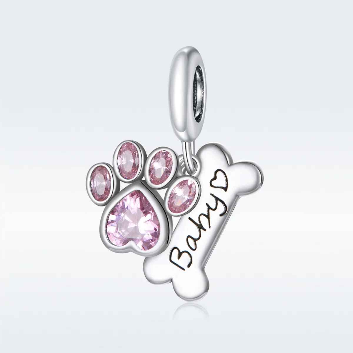 Pandora Style Silver Cute Dog Paw Dangle - SCC1680