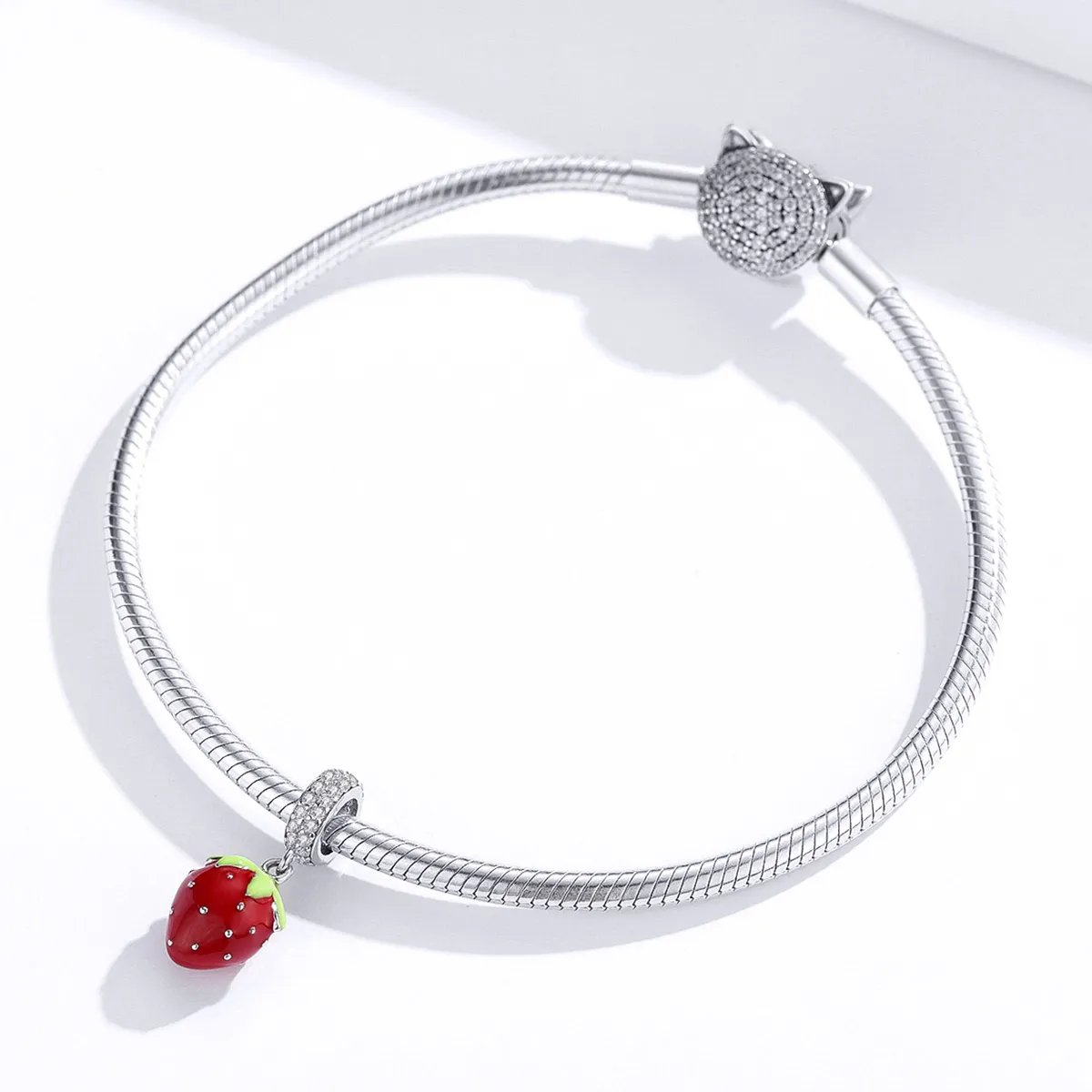 Pandora Style Silver Cute Strawberry Dangle - SCC1537