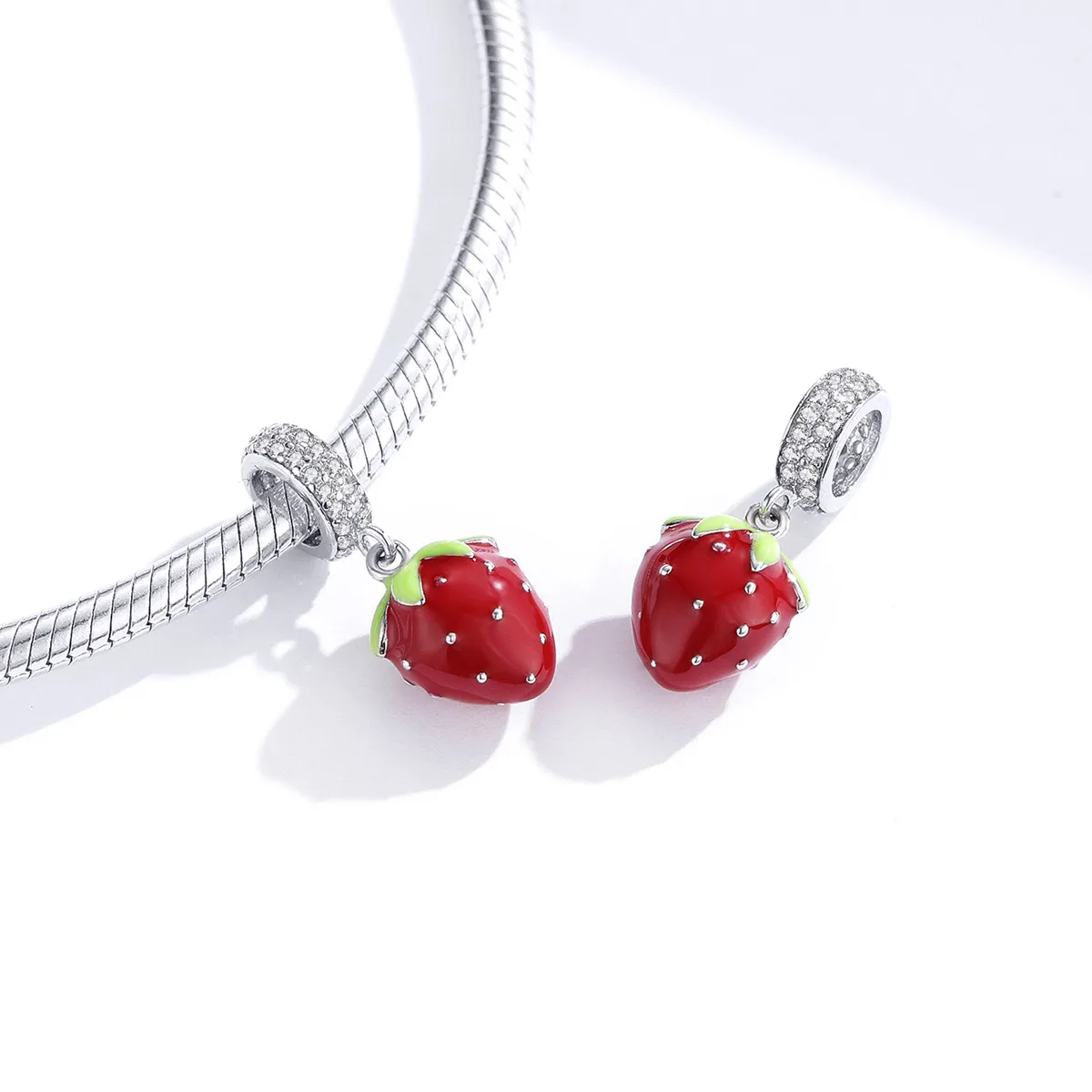 Pandora Style Silver Cute Strawberry Dangle - SCC1537