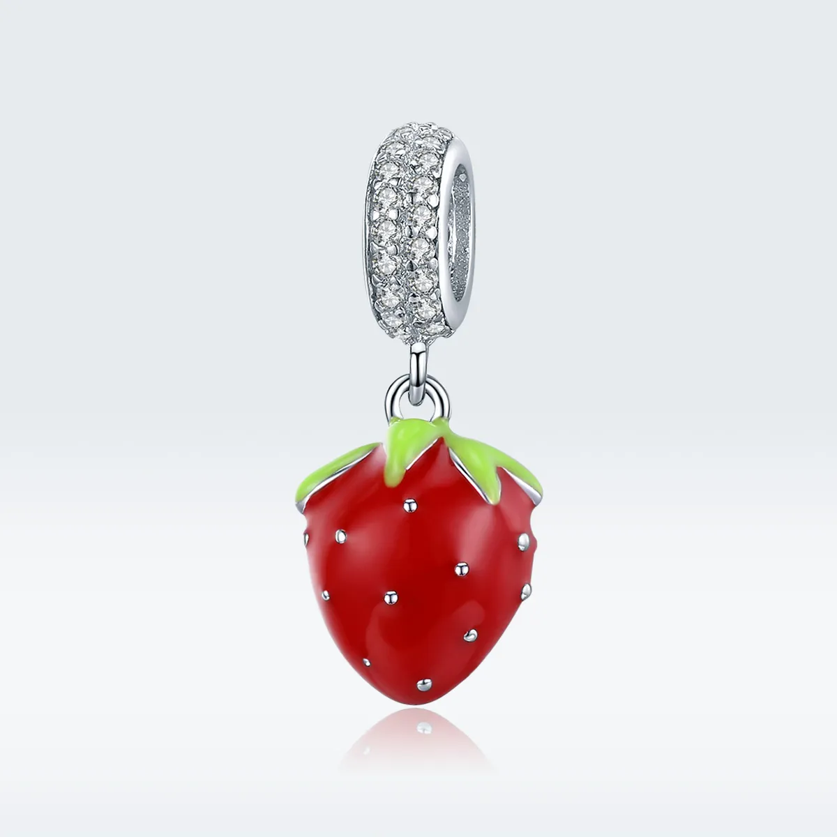 Pandora Style Silver Cute Strawberry Dangle - SCC1537