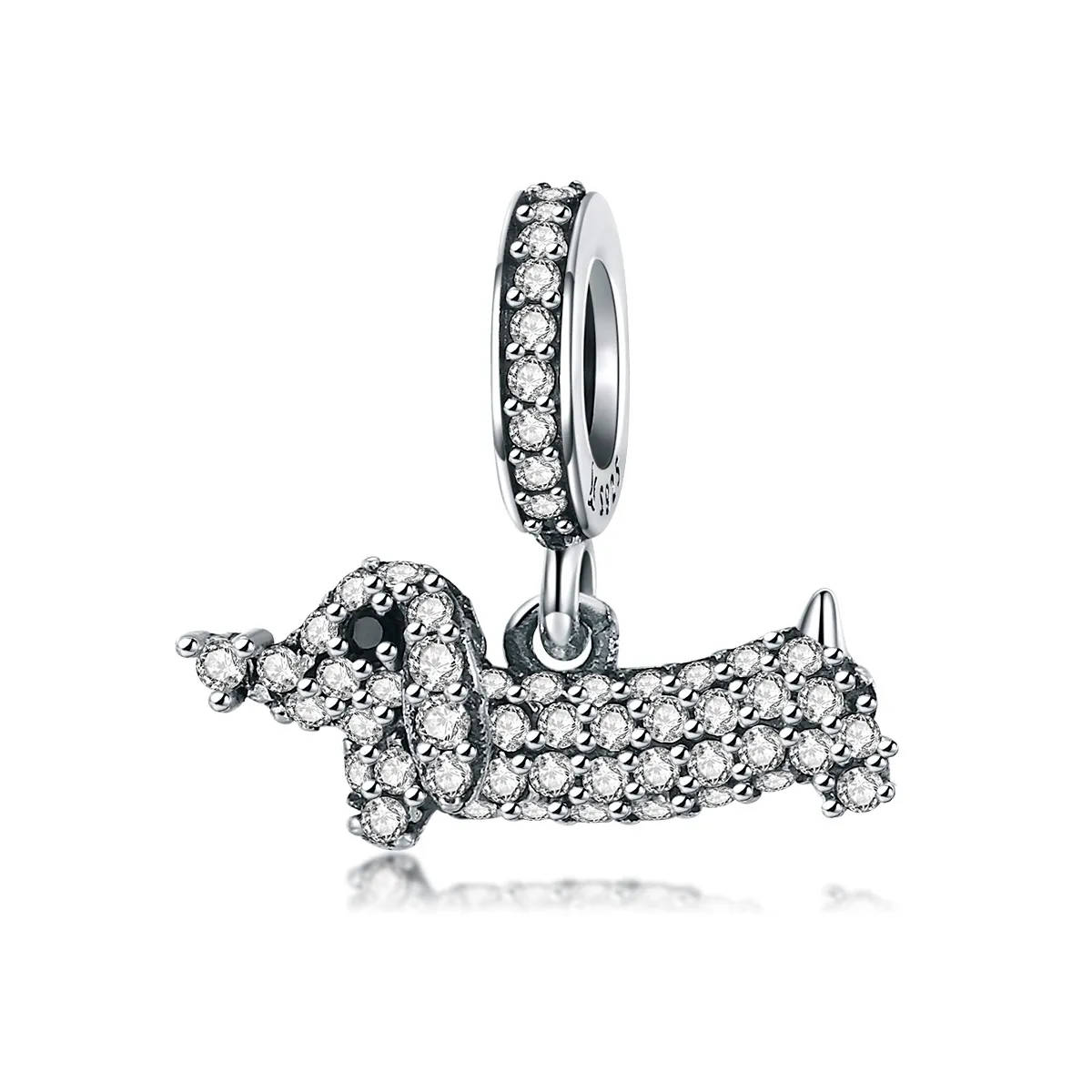 Pandora Style Silver Dachshund Sausage Dog Dangle - SCC709