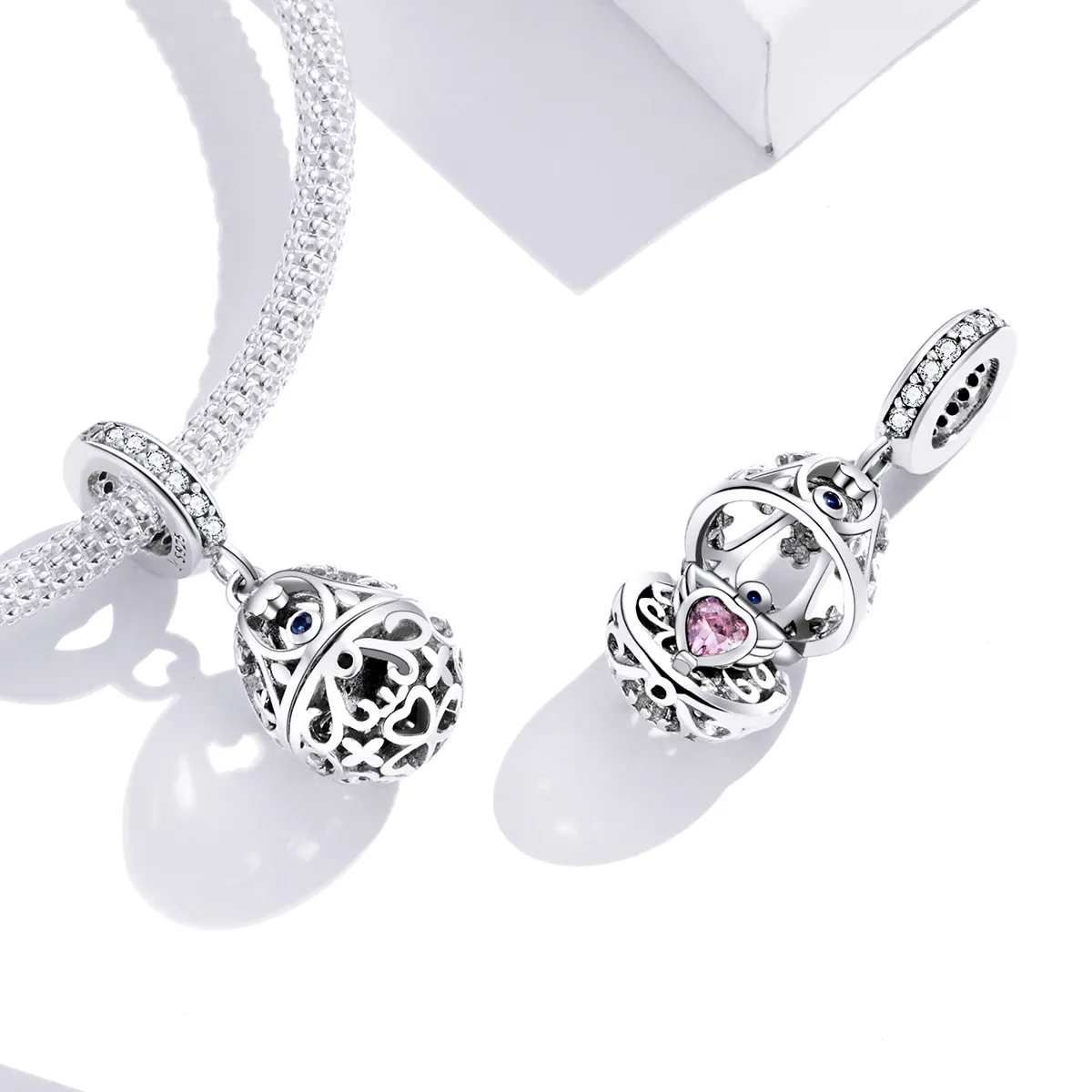 Pandora Style Silver Easter Egg With Treasure Dangle - SCC1465