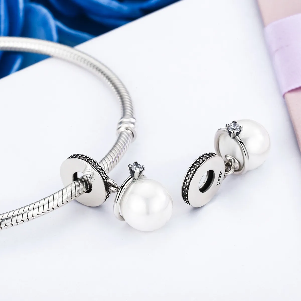 Pandora Style Silver Elegant Pearls Dangle - SCC137