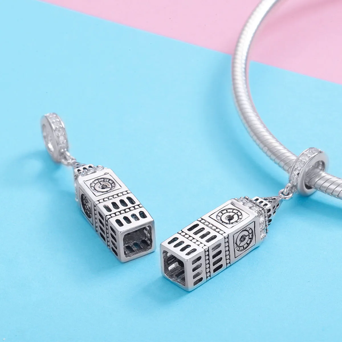 Pandora Style Silver Great Britain Big Ben Dangle - SCC868