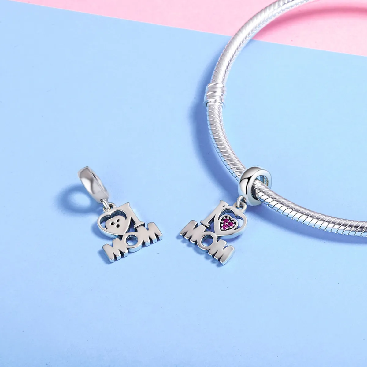 Pandora Style Silver I Love Mom Dangle - SCC420