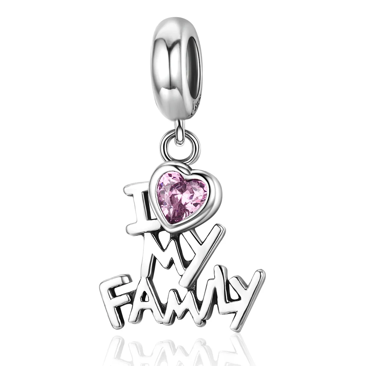 pandora style silver i love my family dangle scc251