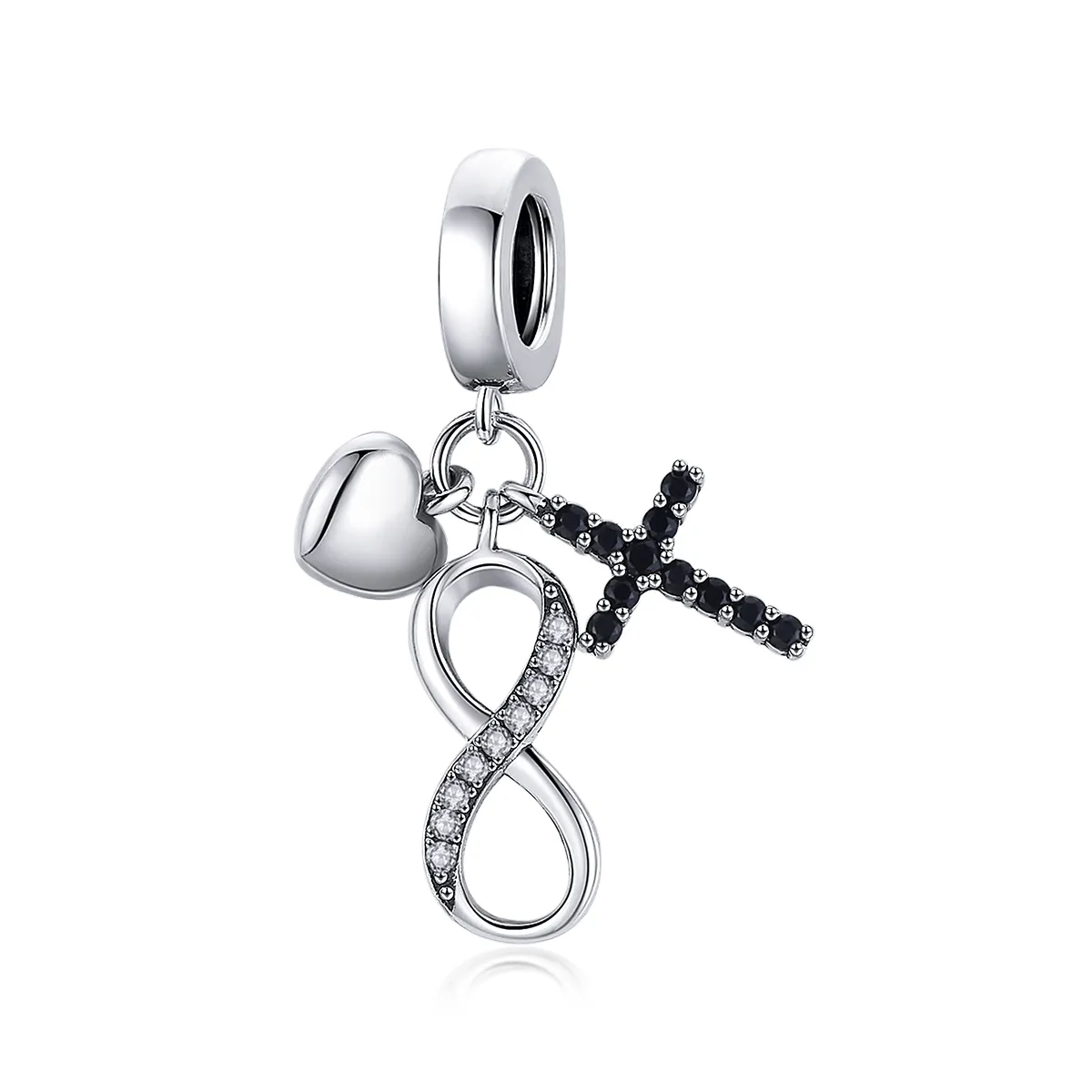 pandora style silver infinity cross and heart dangle scc1713