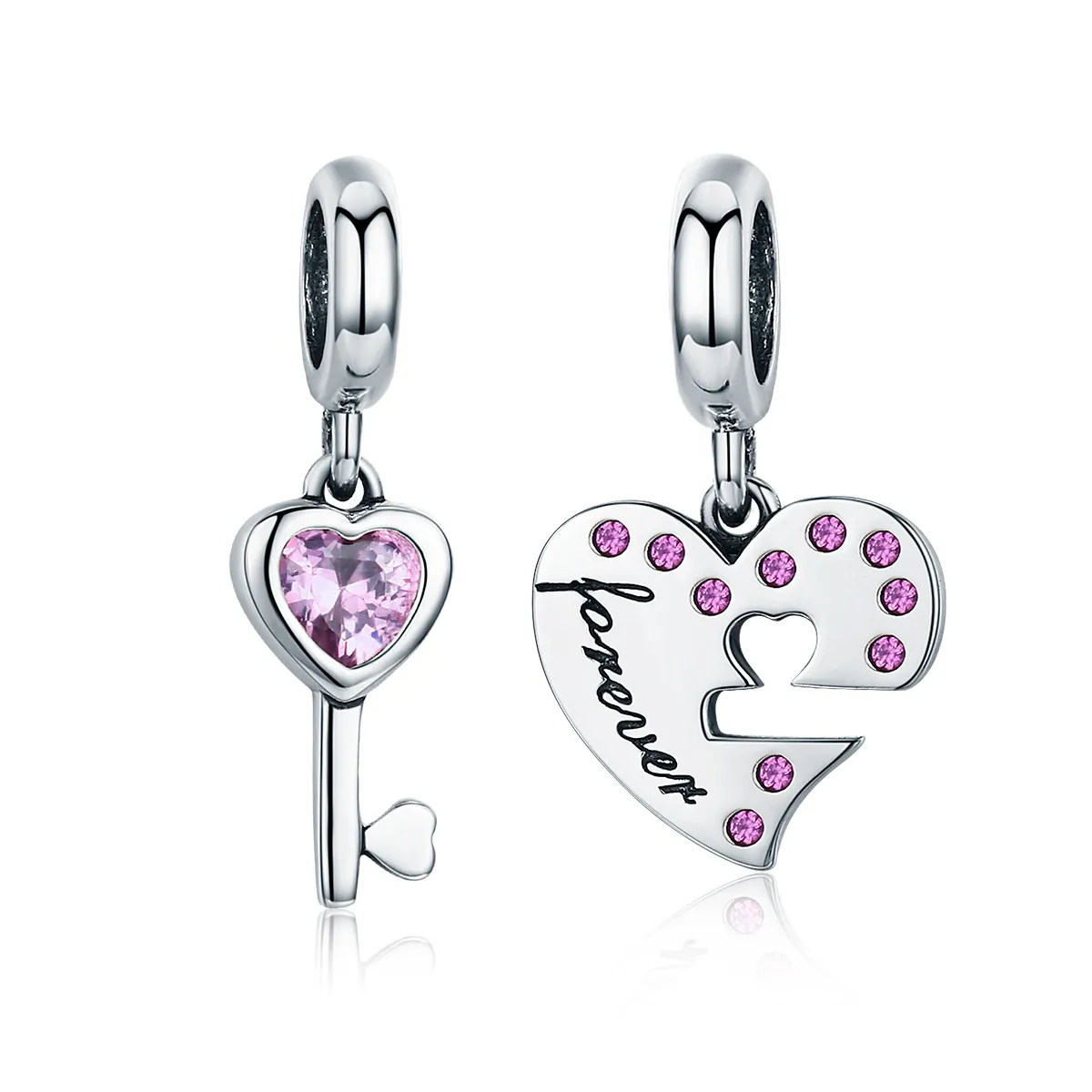 pandora style silver key of heart dangle scc638