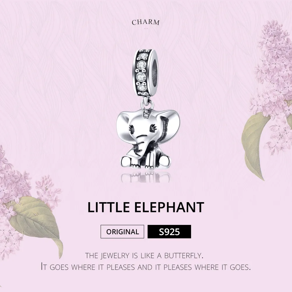 Pandora Style Silver Little Elephant Dangle - SCC1338