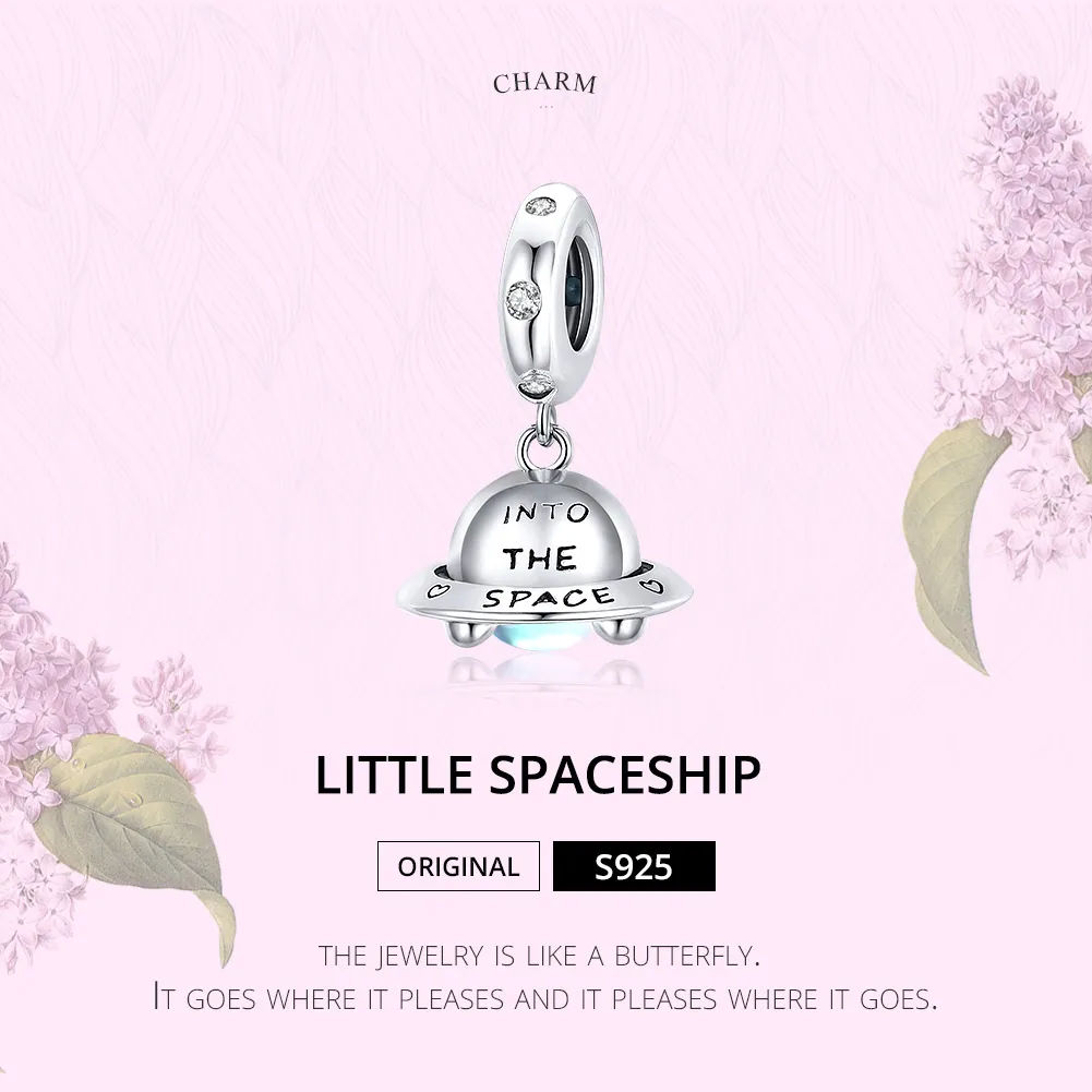 Pandora Style Silver Little Spaceship Dangle - SCC1696