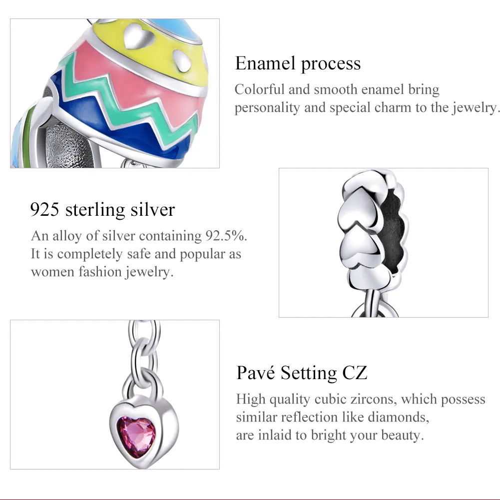 Pandora Style Silver Lucky Eggs Dangle - SCC1753