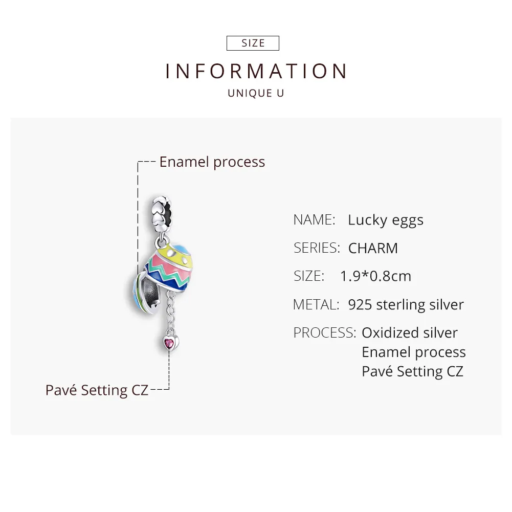 Pandora Style Silver Lucky Eggs Dangle - SCC1753