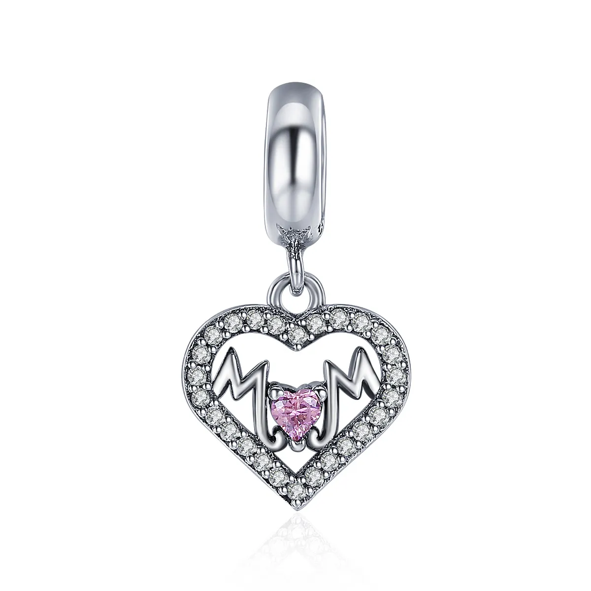 pandora style silver mom heart dangle scc392