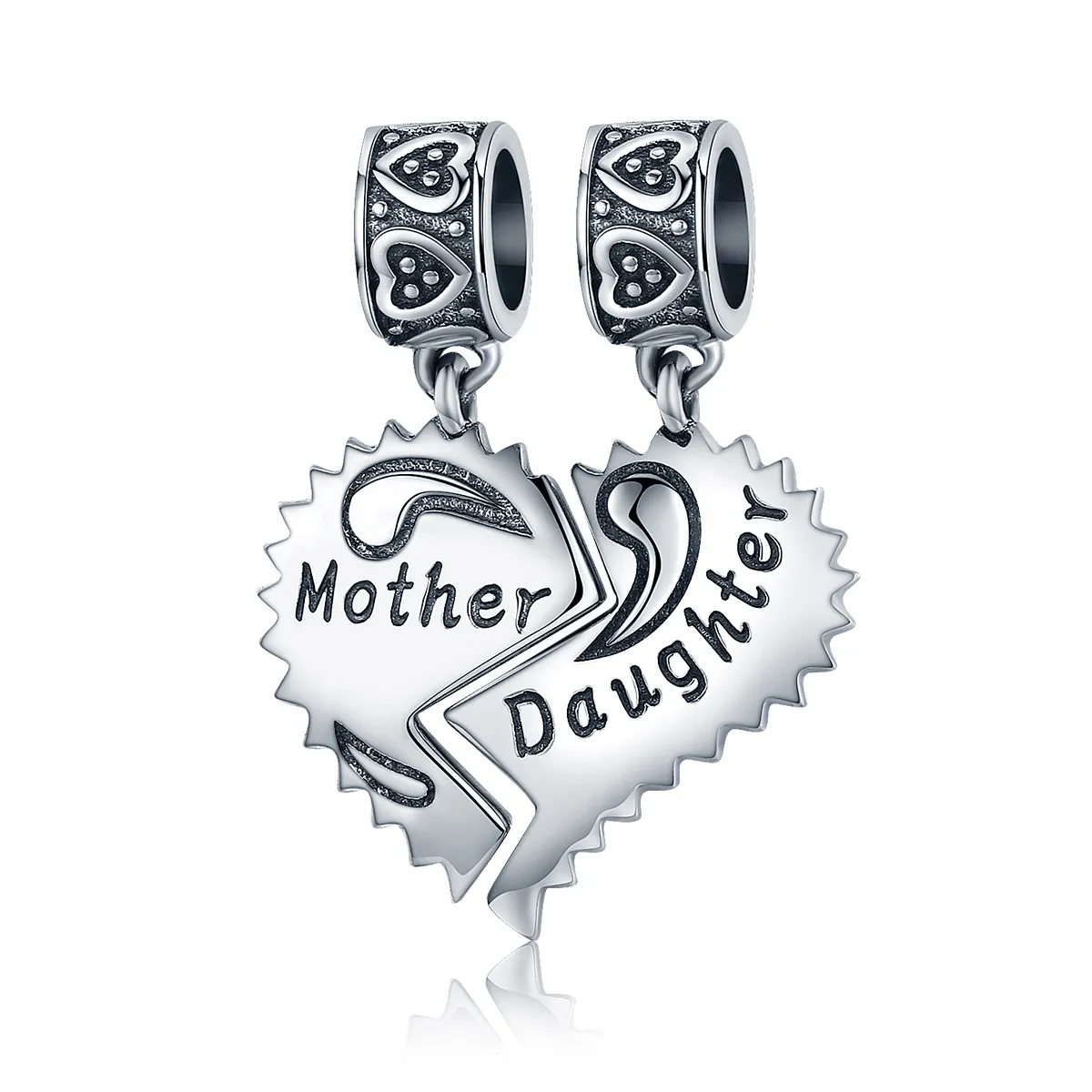 pandora style silver mother and daughter dangle scc427