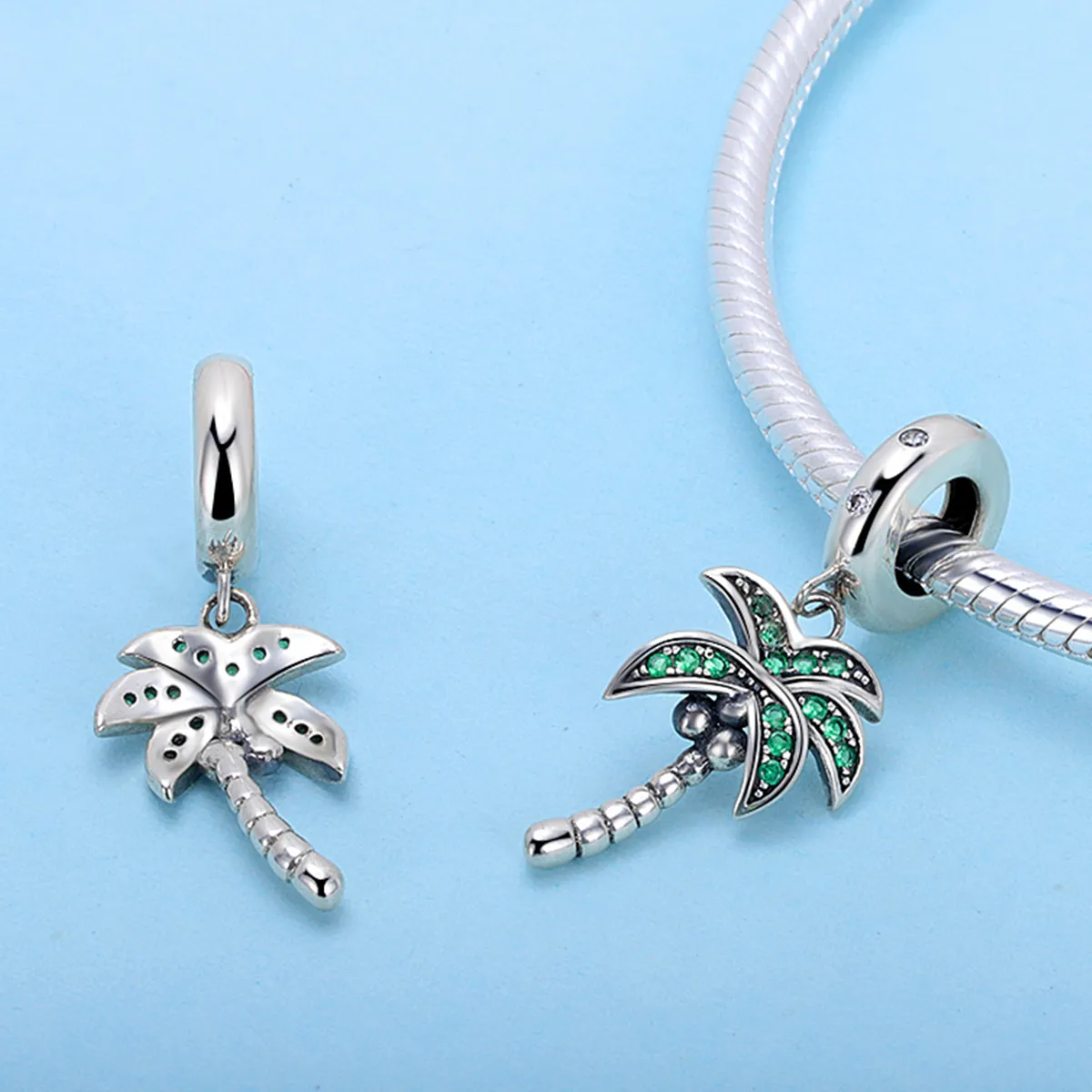 Pandora Style Silver Palm Tree Dangle - SCC697