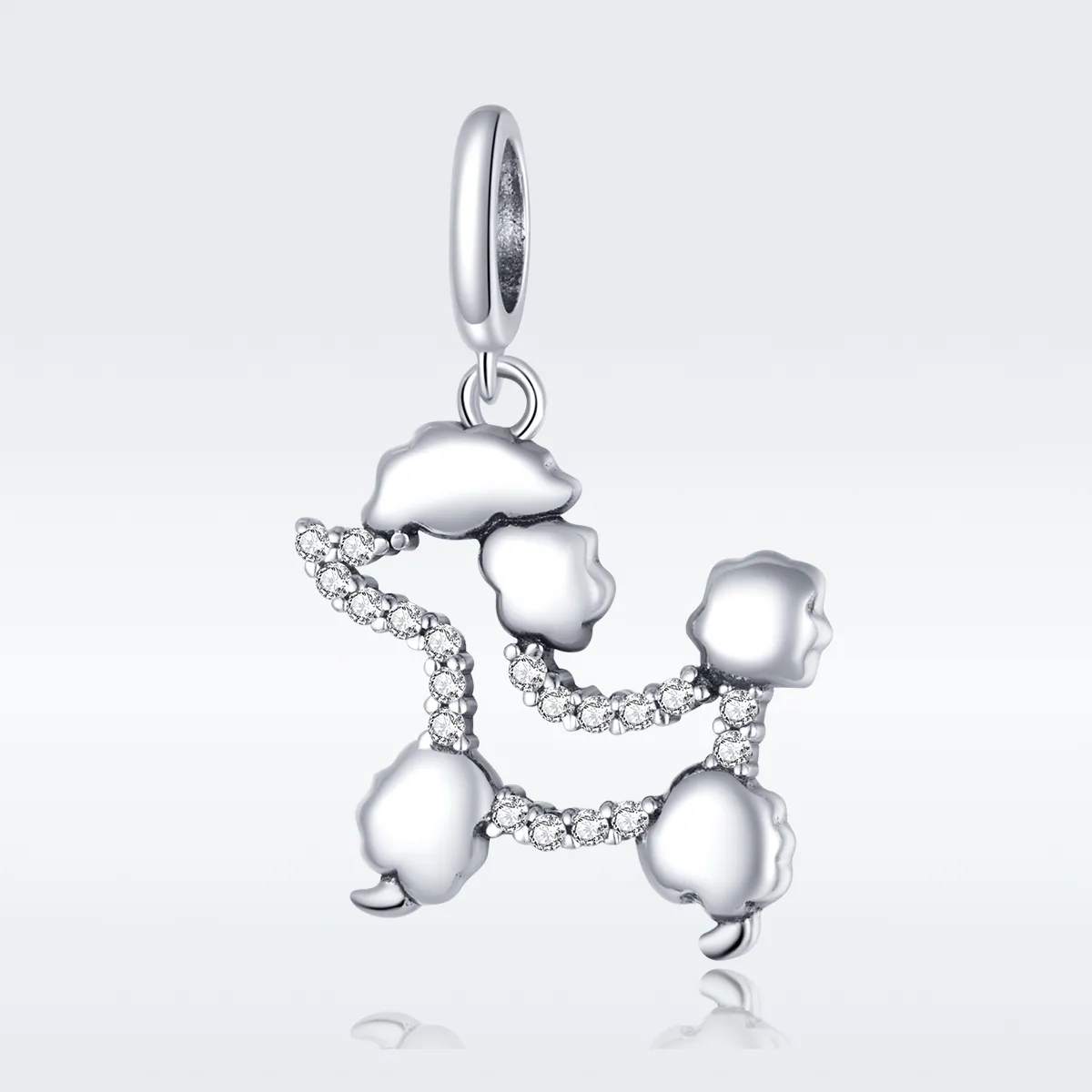 Pandora Style Silver Poodle Silhouette Dangle - SCC1681