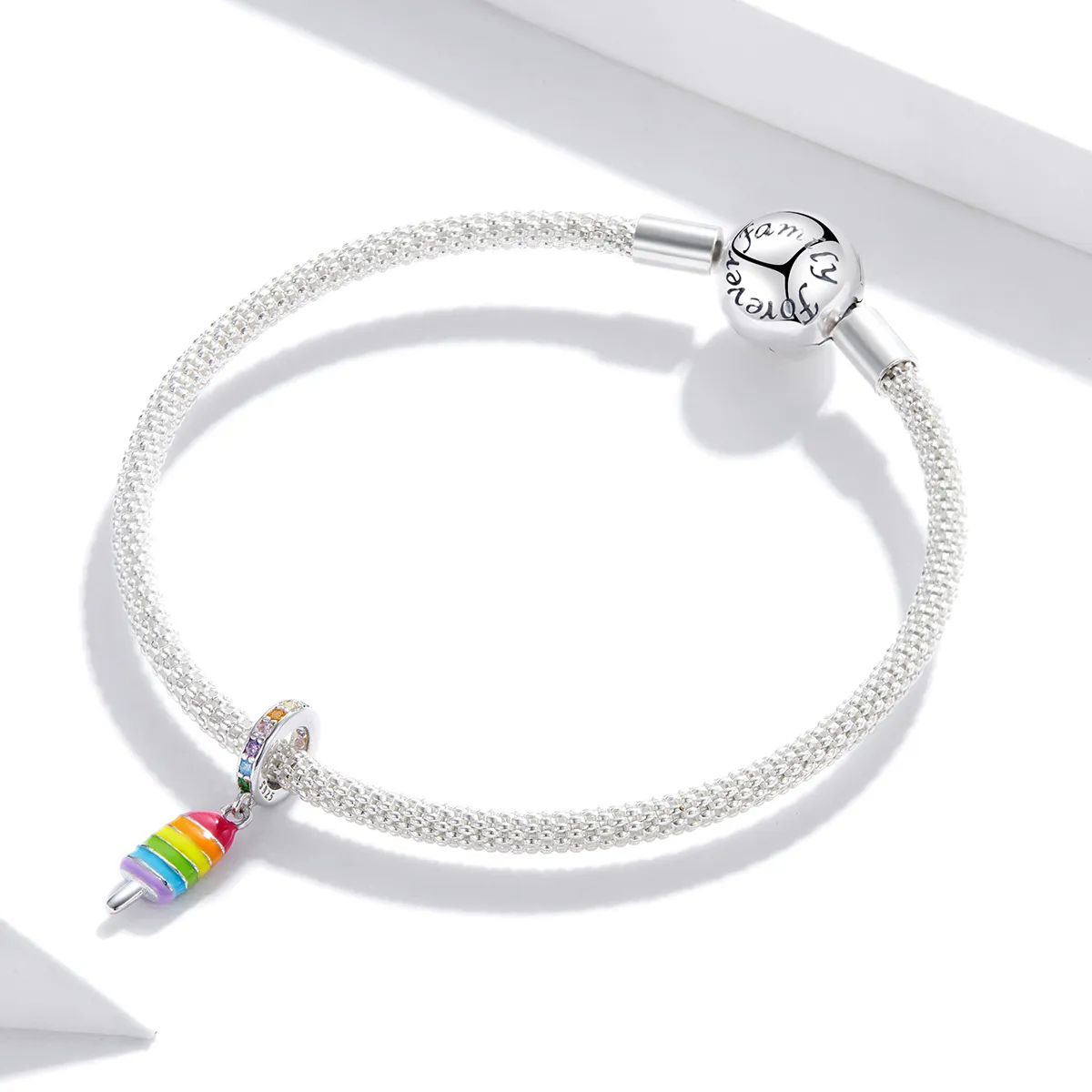 Pandora Style Silver Rainbow Ice Cream Dangle - BSC351